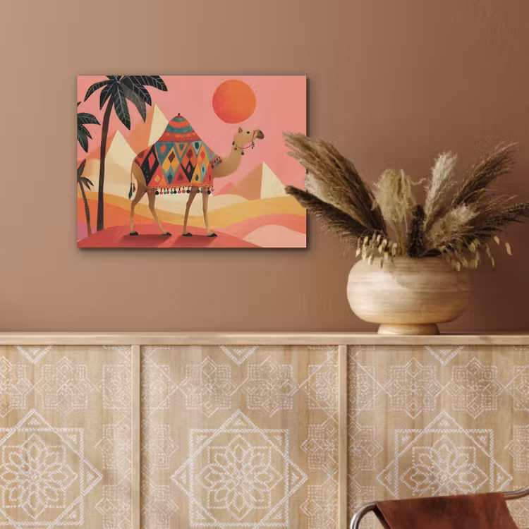Kameel - Pyramides - Rode zon PET vilt klein -sfeer4