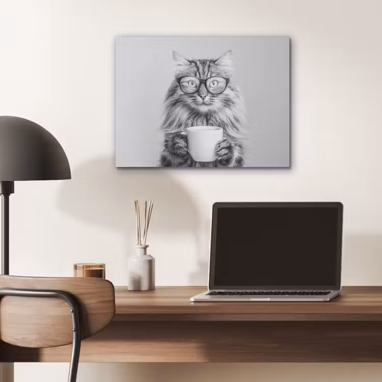 Kat - Bril - Mok - Pluizig PET vilt klein -sfeer5