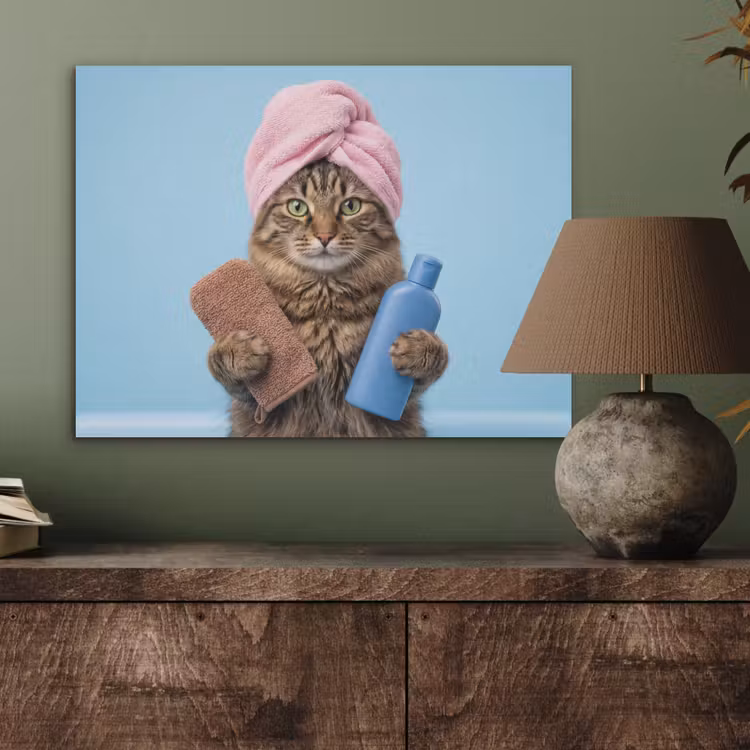 Kat - Handdoek - Washand - Zeep PET vilt klein -sfeer2