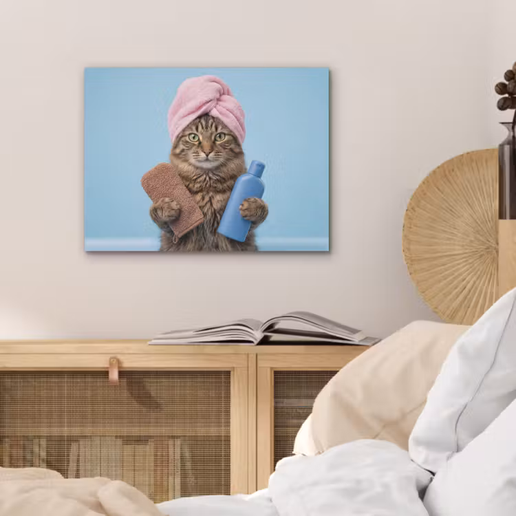 Kat - Handdoek - Washand - Zeep PET vilt klein -sfeer3