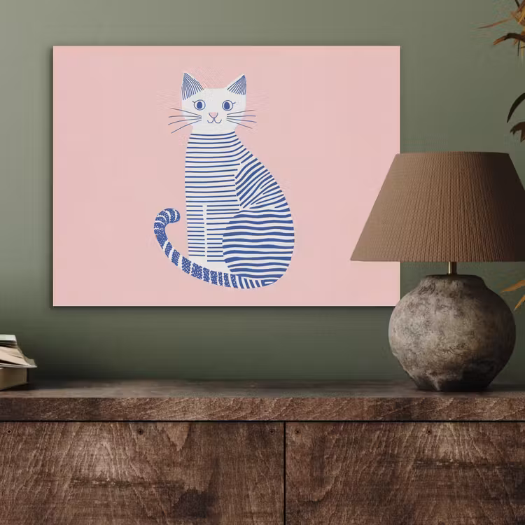 Kat - Illustratie - Minimalistisch - Roze PET vilt klein -sfeer2