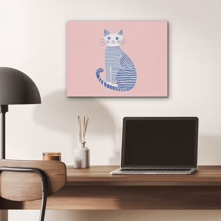 Kat - Illustratie - Minimalistisch - Roze PET vilt klein -sfeer5