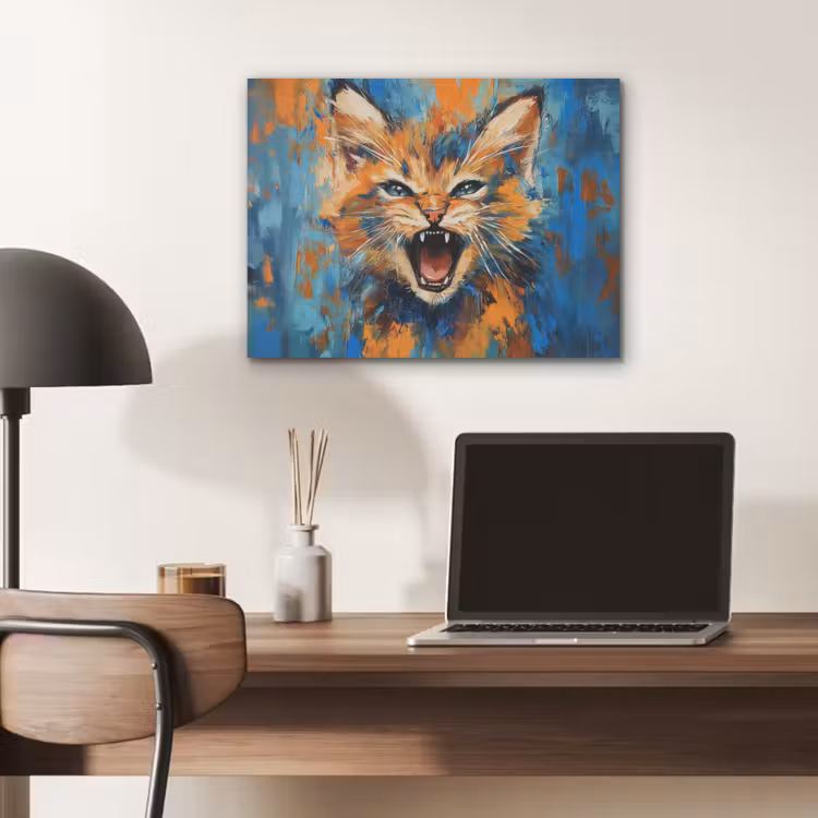 Kat - Kleurrijk - Oranje - Blauw PET vilt klein -sfeer5