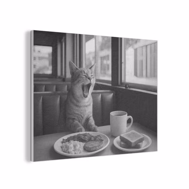 Kat - Koffie - Brood - Zwart PET vilt klein -3d