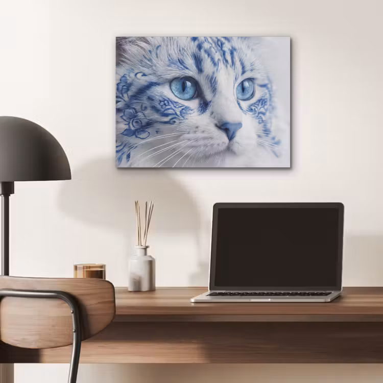 Kat - Patroon - Blauw PET vilt klein -sfeer5