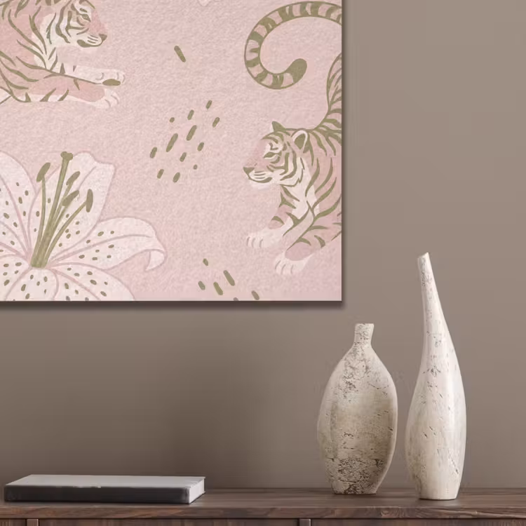 Kat - Springend - Bloemen - Abstract - Roze PET vilt klein -sfeer6_closeup