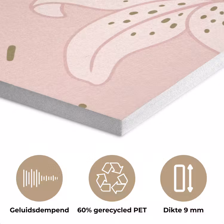 Kat - Springend - Bloemen - Abstract - Roze PET vilt klein -closeup_NL