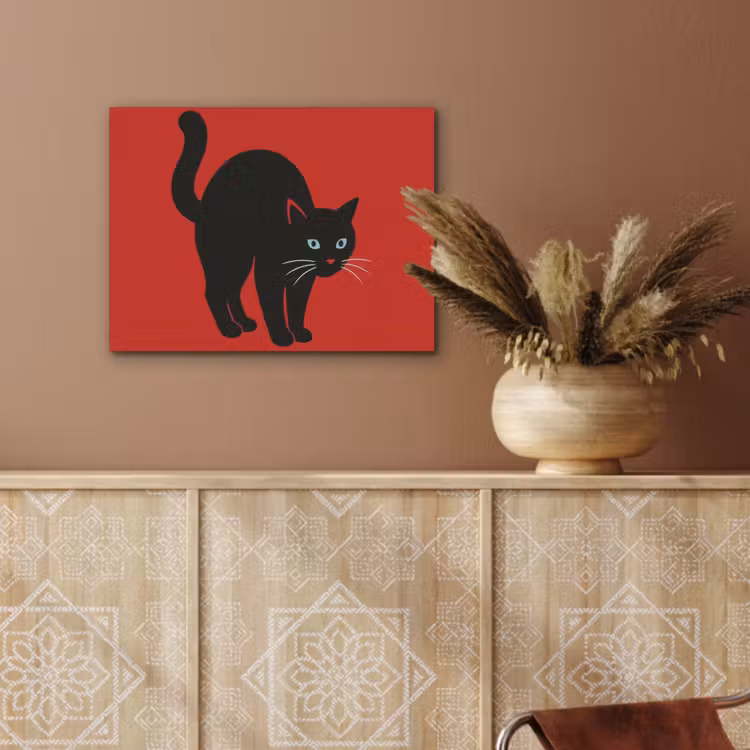 Kat - Zwart - Staart PET vilt klein -sfeer4