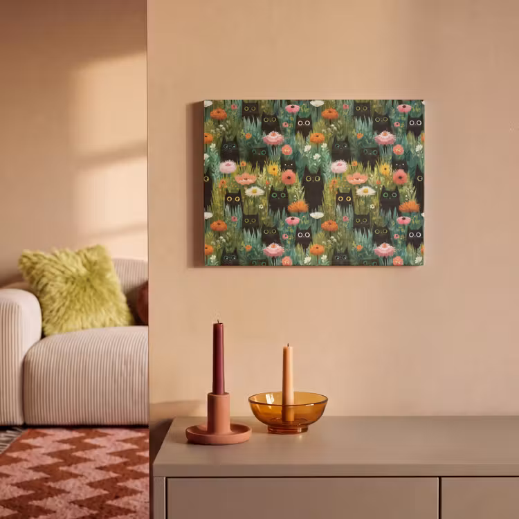 Katten - Bloemen - Kleurrijk PET vilt klein 837 -sfeer1