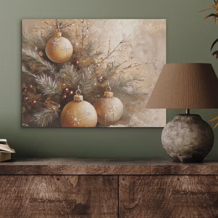 Kerst - Kerstballen - Beige - Goud PET vilt klein -sfeer2