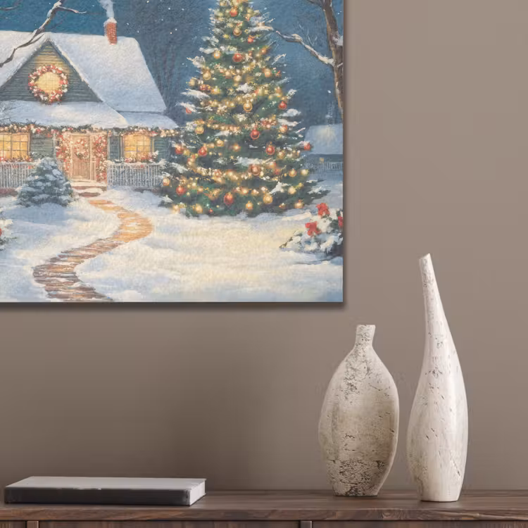 Kerst - Kerstboom - Winter - Huis - Sneeuw PET vilt klein -sfeer6_closeup