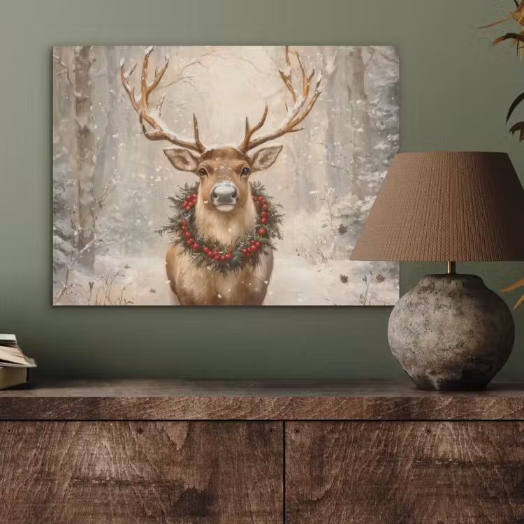 Kerst - Rendier - Winter - Krans PET vilt klein -sfeer2
