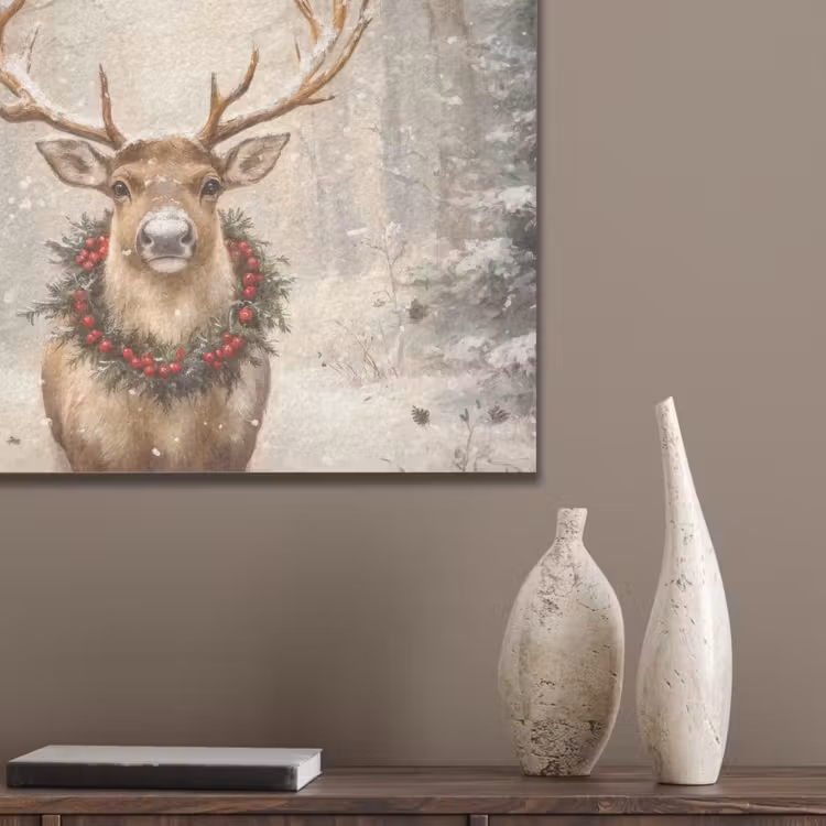 Kerst - Rendier - Winter - Krans PET vilt klein -sfeer6_closeup