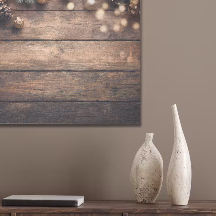Kerstdecoratie - Houten - Dennenappel - Bruin PET vilt klein -sfeer6_closeup