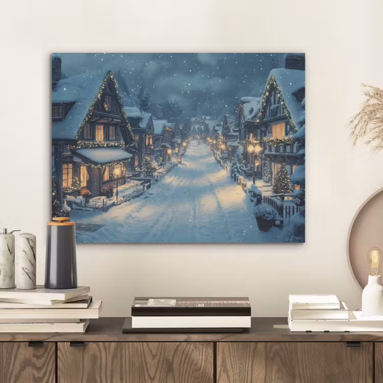 Kerstdorp - Kerst - Sneeuw - Winter PET vilt klein -sfeer1