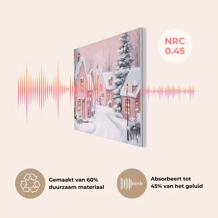 Kerstdorp - Roze - Winter - Sneeuw - Huizen PET vilt klein -USP_NL