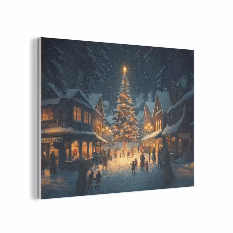 Kerstfeest - Dorp - Donker PET vilt klein -3d