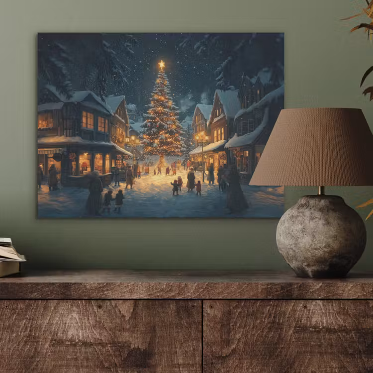 Kerstfeest - Dorp - Donker PET vilt klein -sfeer2