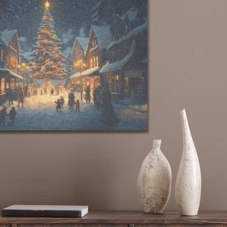 Kerstfeest - Dorp - Donker PET vilt klein -sfeer6_closeup