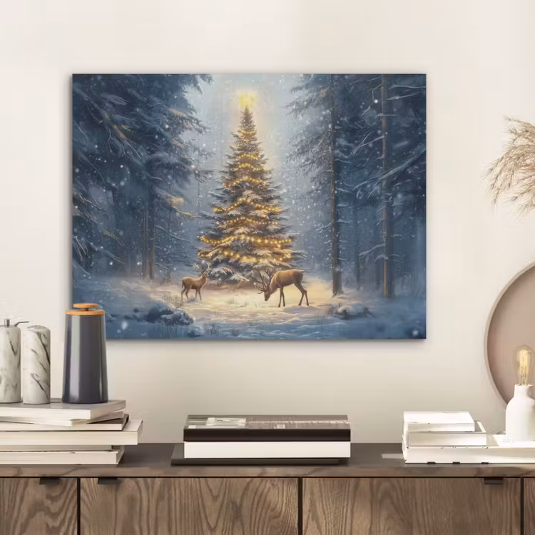 Kerstlicht - Woud - Hert - Donker PET vilt klein -sfeer1
