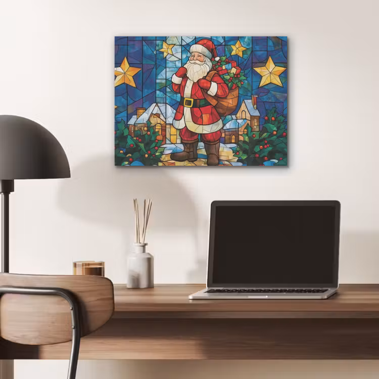 Kerstman - Glas - Kleurrijk PET vilt klein -sfeer5