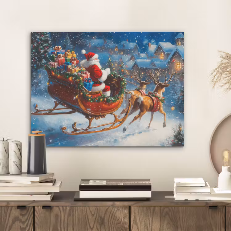 Kerstman - Rendier - Kerst - Sneeuw PET vilt klein -sfeer1