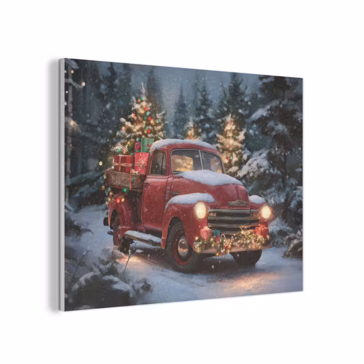 Kersttruck - Sneeuwbos - Rood PET vilt klein -3d