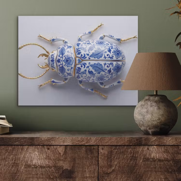 Kever - Delfts  - Blauw - Goud PET vilt klein -sfeer2