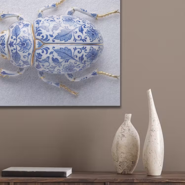 Kever - Delfts  - Blauw - Goud PET vilt klein -sfeer6_closeup