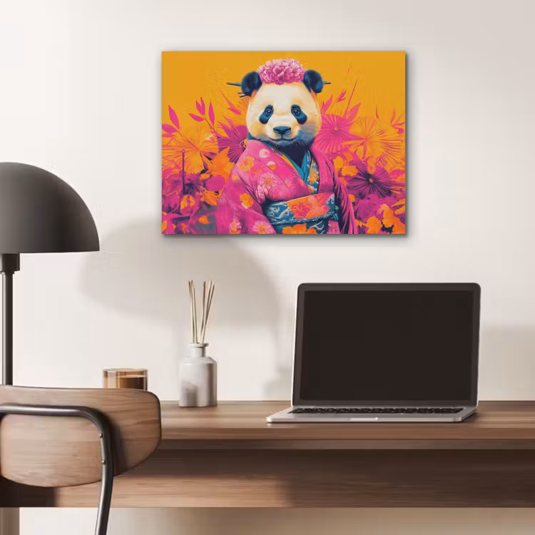 Kimono - Roze - Panda - Bloemenkroon PET vilt klein -sfeer5