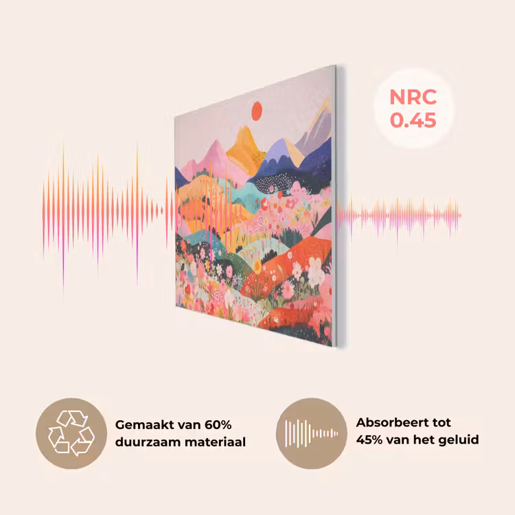 Kleurrijke bloemen - Bergen - Fantasielandschap PET vilt klein -USP_NL