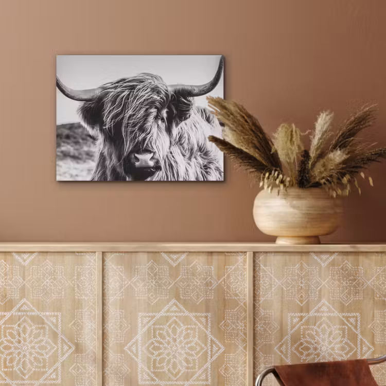 Koe - Schotse hooglander - Zwart - Wit - Dier - Natuur - Wild PET vilt klein -sfeer4