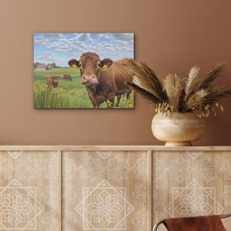 Koe - Weide - Bloemen PET vilt klein -sfeer4
