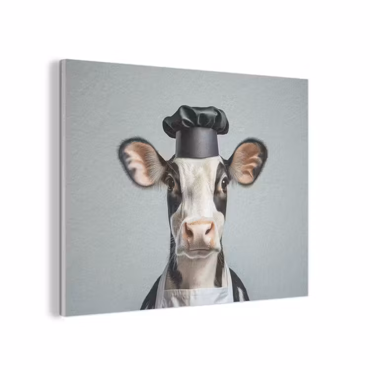 Koe - Zwart - Wit - Kok PET vilt klein -3d