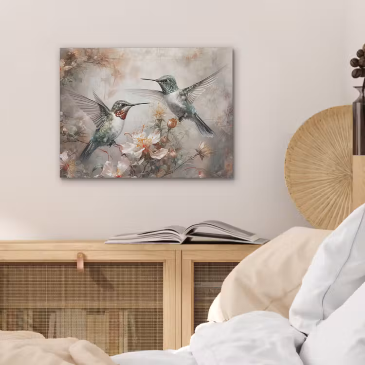 Kolibrie - Vogels - Bloemen - Planten PET vilt klein -sfeer3