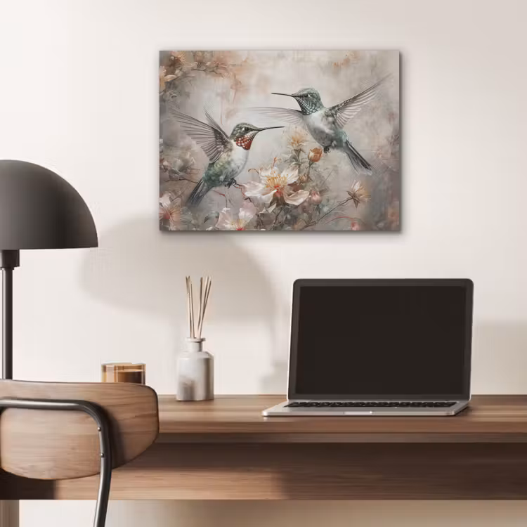 Kolibrie - Vogels - Bloemen - Planten PET vilt klein -sfeer5