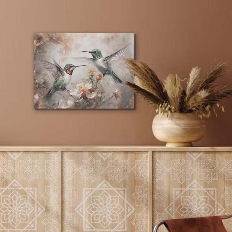 Kolibrie - Vogels - Bloemen - Planten PET vilt klein -sfeer4
