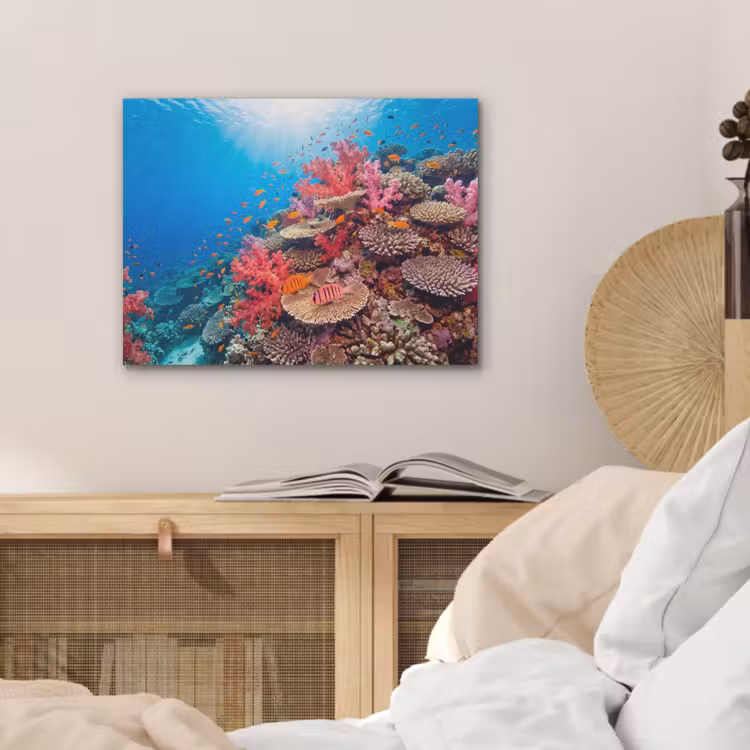 Koraalrif - Vissen - Onderwater - Tropisch - Rood PET vilt klein -sfeer3