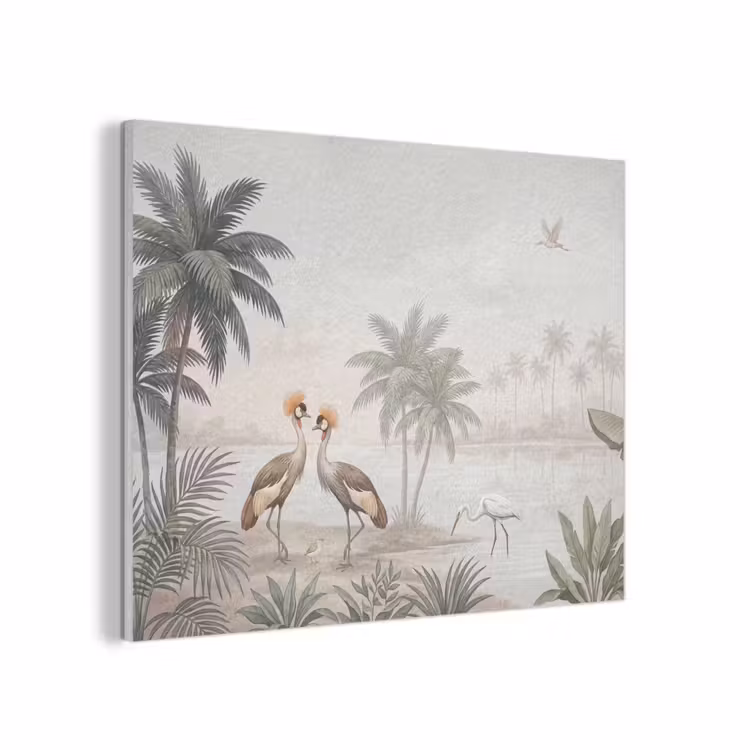 Kraanvogels - Palmbomen - Tropisch PET vilt klein -3d