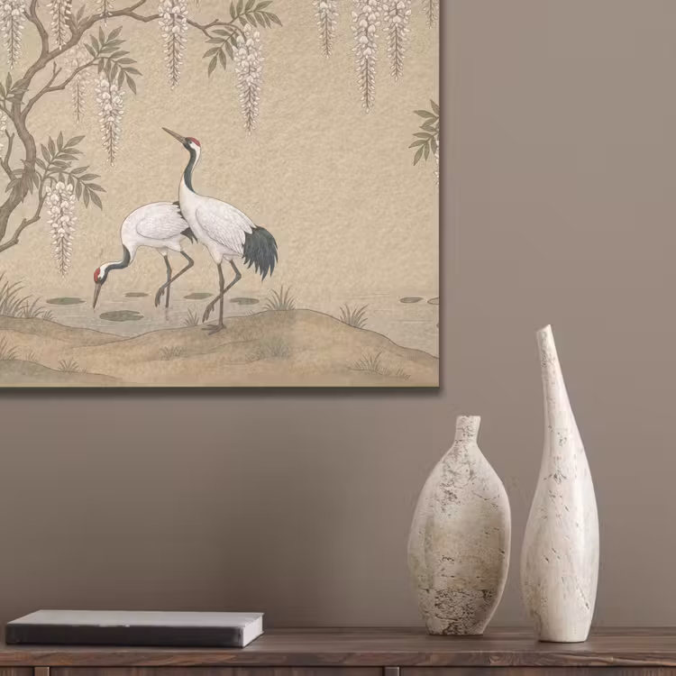 Kraanvogels - Water - Beige PET vilt klein -sfeer6_closeup