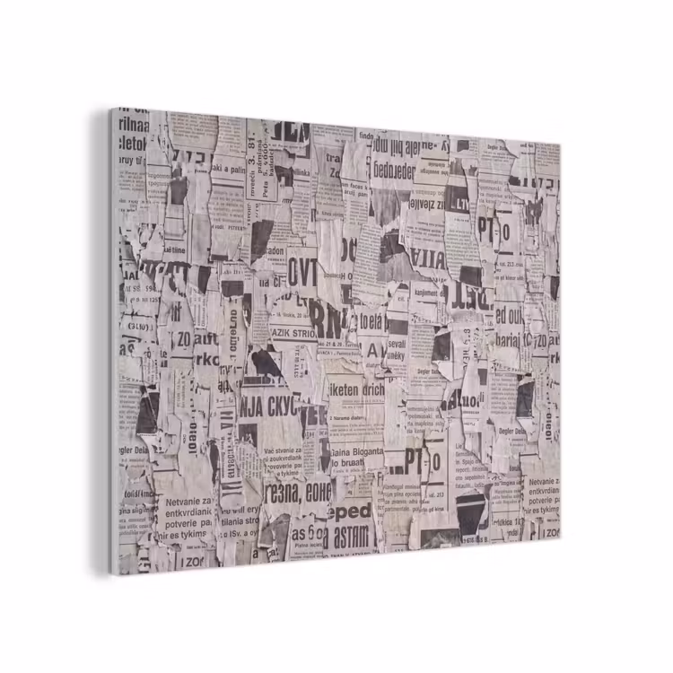 Krant - Gescheurd - Textuur - Abstract - Zwart-wit PET vilt klein -3d