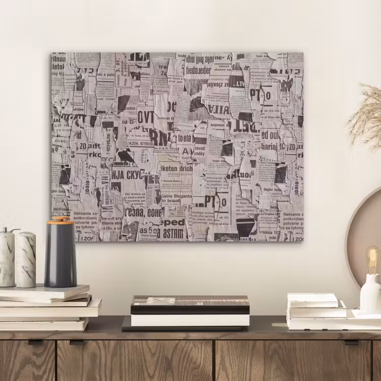 Krant - Gescheurd - Textuur - Abstract - Zwart-wit PET vilt klein -sfeer1