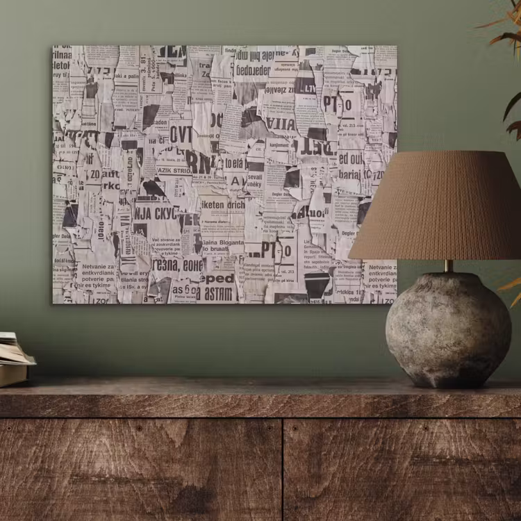 Krant - Gescheurd - Textuur - Abstract - Zwart-wit PET vilt klein -sfeer2