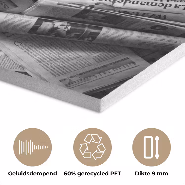 Krant - Stapel - Nieuws - Zwart-wit PET vilt klein -closeup_NL
