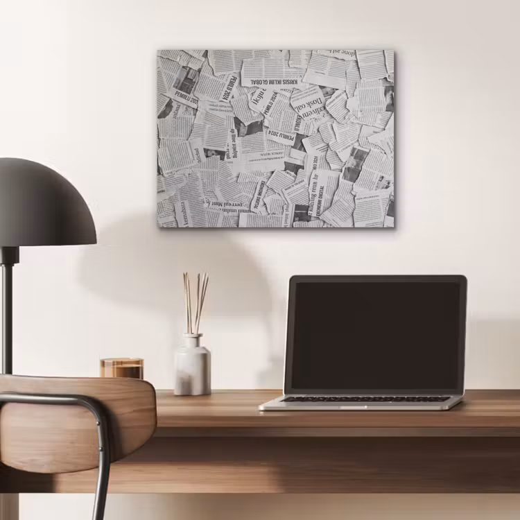 Krant - Versnipperd - Textuur - Zwart-wit - Abstract PET vilt klein -sfeer5
