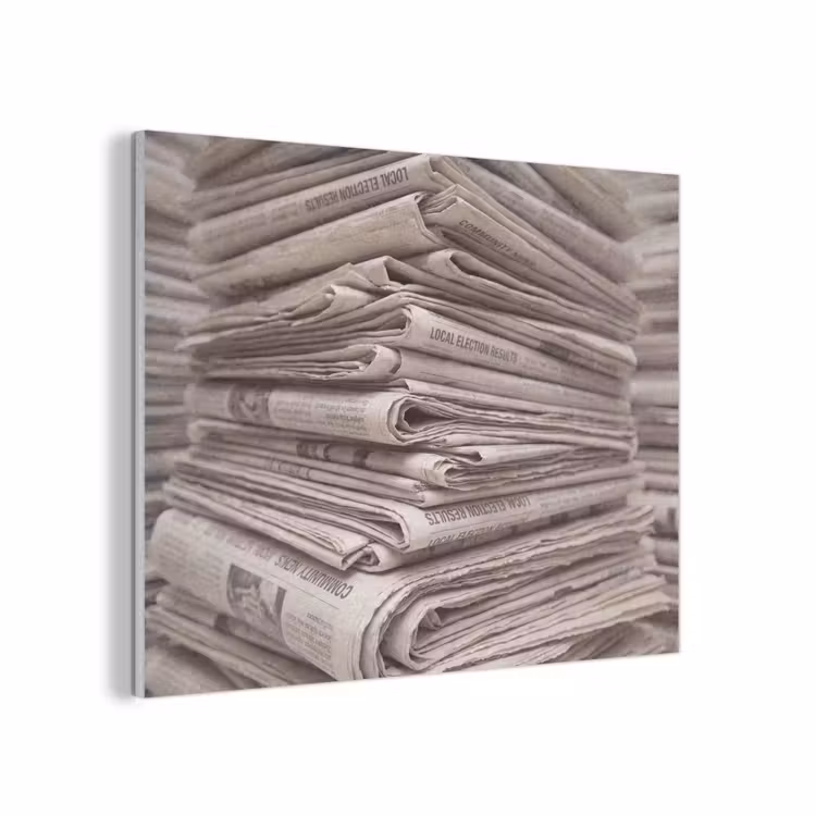 Kranten - Stapel - Nieuws - Vintage - Beige PET vilt klein -3d