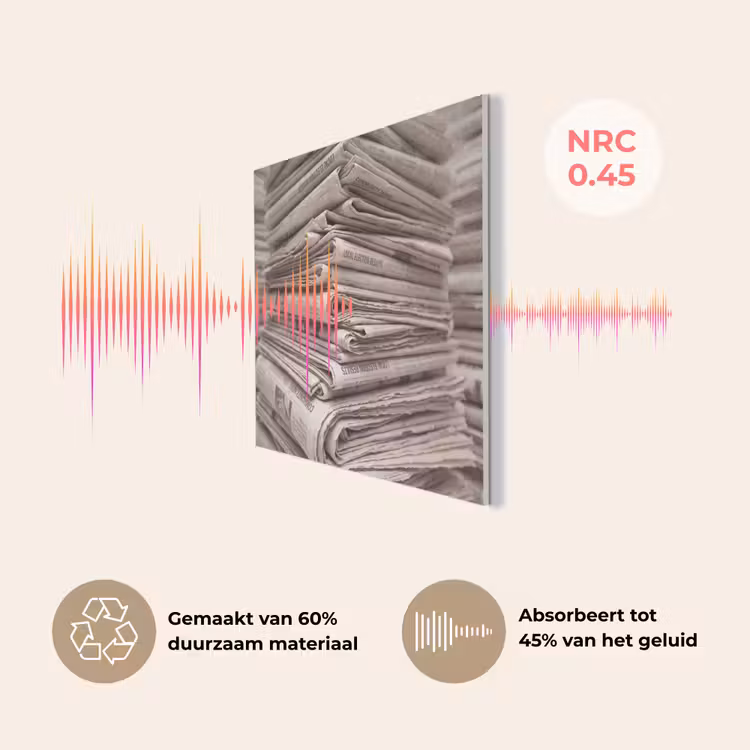Kranten - Stapel - Nieuws - Vintage - Beige PET vilt klein -USP_NL