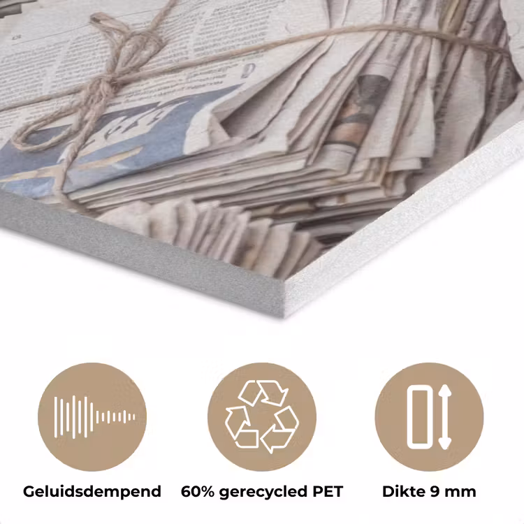Kranten - Stapels - Touw - Informatie - Vintage PET vilt klein -closeup_NL