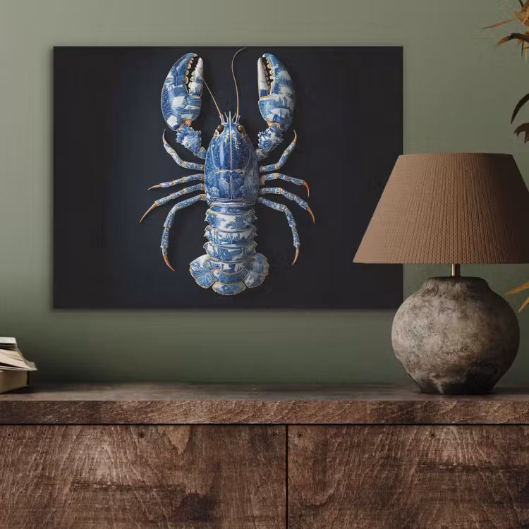 Kreeft - Delftsblauw - Schild - Stoer PET vilt klein -sfeer2
