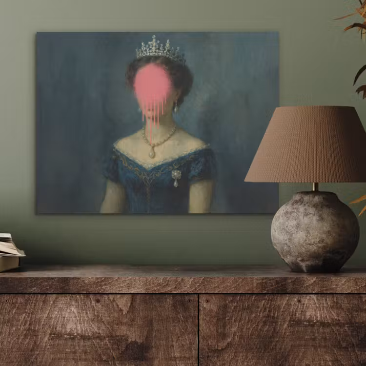 Kroon - Roze druipend verf - Portret PET vilt klein -sfeer2